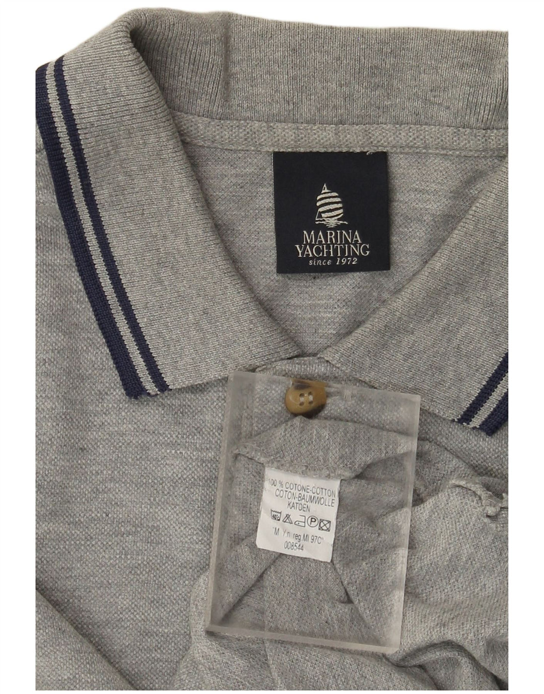 Marina Yachting Mens Graphic Polo Shirt Medium Grey Cotton