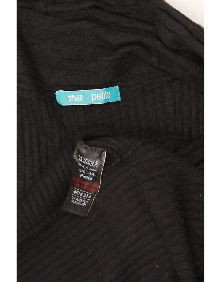 Marks & Spencer Womens Asymmetric Cardigan Sweater UK 14 Medium Black
