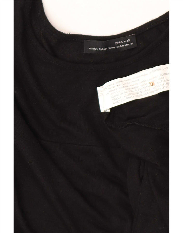 Zara Womens Long Sleeve Tunic Top UK 14 Medium Black Viscose