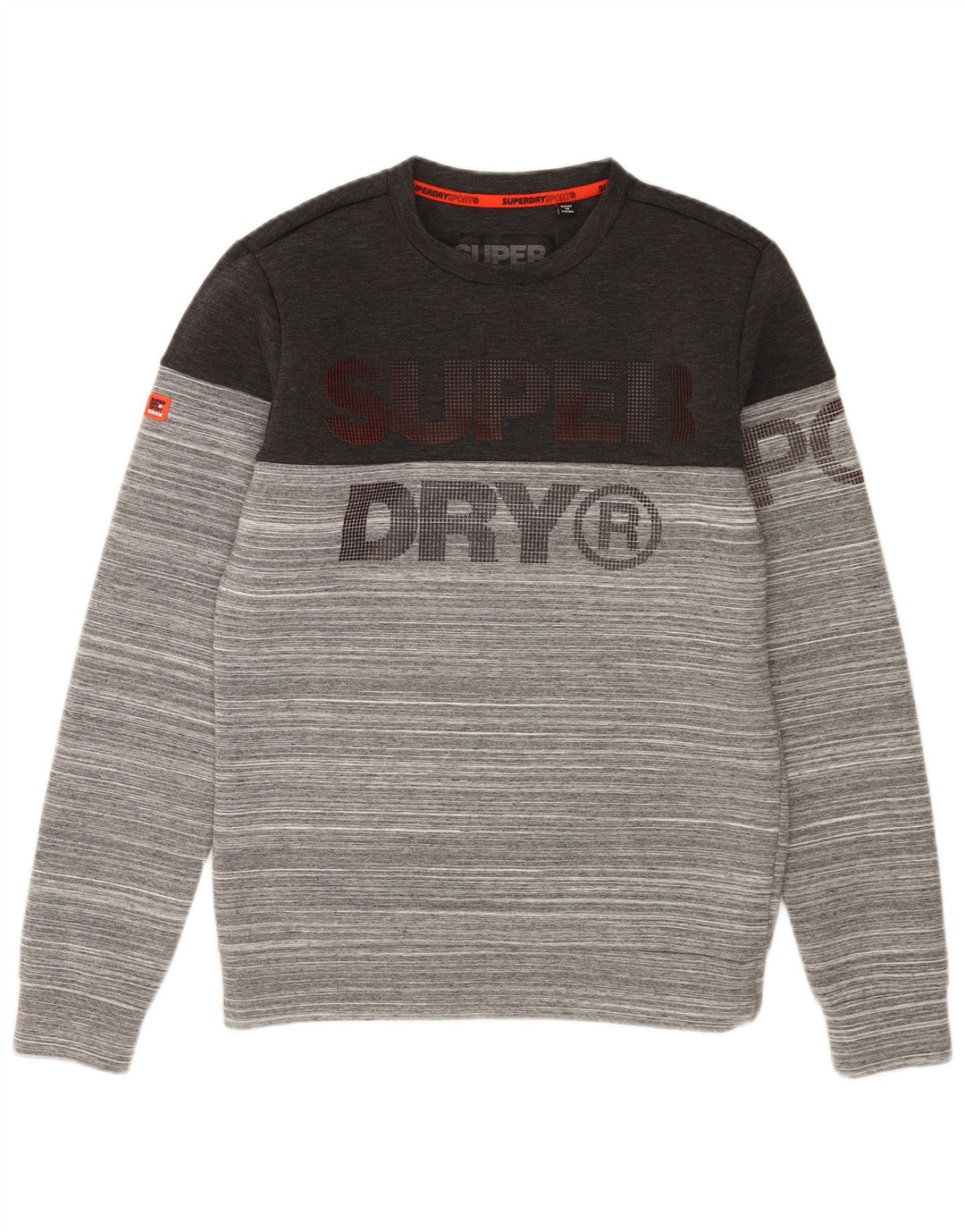 Superdry Mens Graphic Sweatshirt Jumper Small Grey Striped Polyester