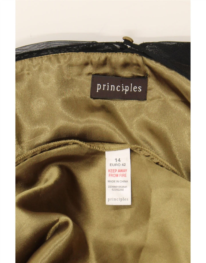 PRINCIPLES Womens Sleeveless A-Line Dress UK 14 Medium Black Polyester Vintage Principles and Second-Hand Principles from Messina Hembry 