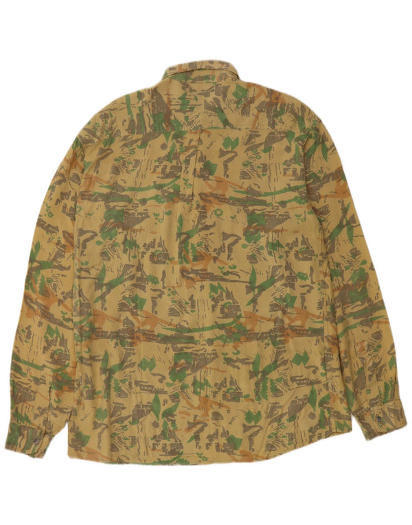 Ozone Mens Abstract Pattern Shirt Medium Yellow Viscose