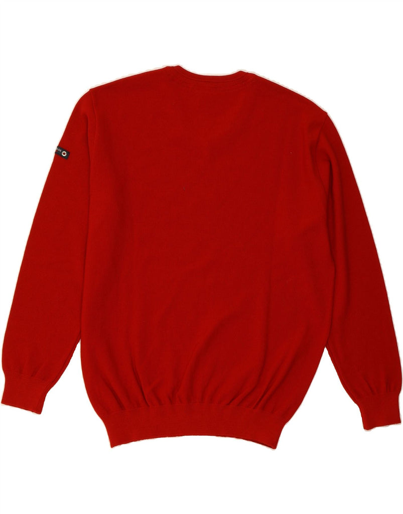 VINTAGE Mens V-Neck Jumper Sweater IT 52 Large Red Wool Vintage Vintage and Second-Hand Vintage from Messina Hembry 