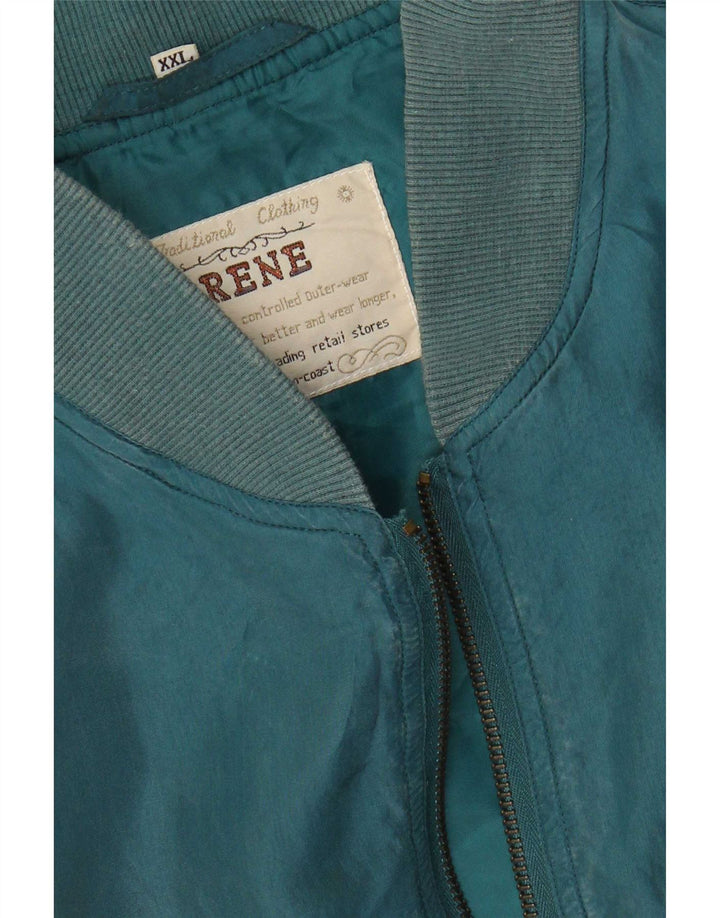 Rene Mens Bomber Jacket UK 44 2XL Blue Silk