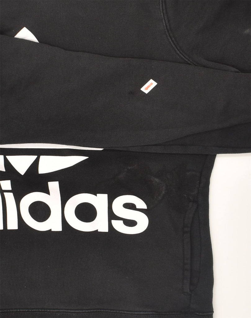 ADIDAS Womens Graphic Hoodie Jumper UK 16 Large Black Cotton | Vintage Adidas | Thrift | Second-Hand Adidas | Used Clothing | Messina Hembry 