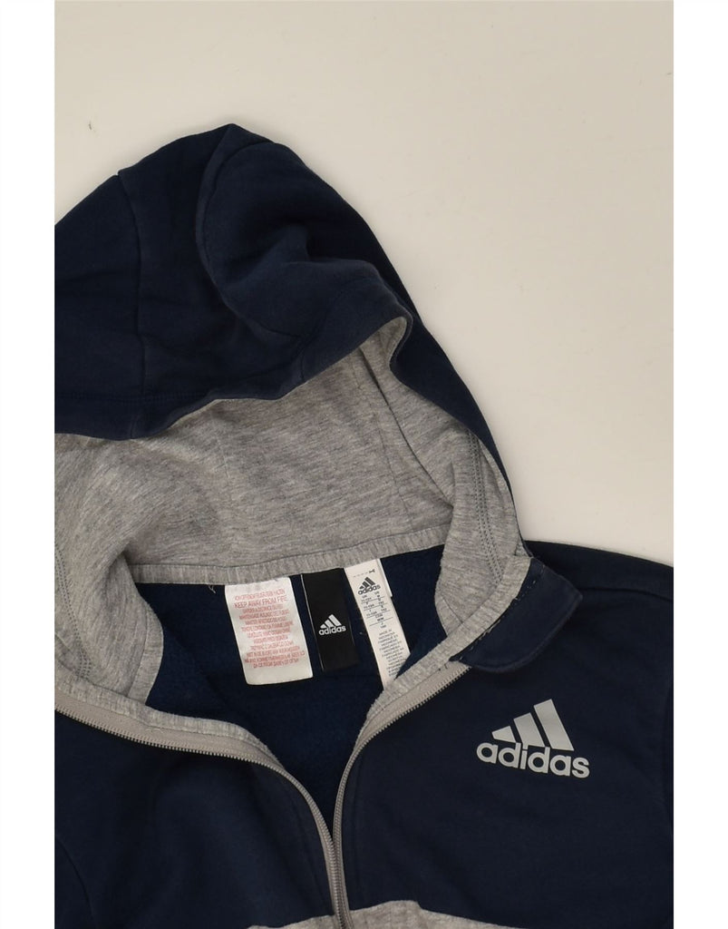 ADIDAS Boys Zip Hoodie Sweater 11-12 Years  Grey Colourblock Cotton | Vintage Adidas | Thrift | Second-Hand Adidas | Used Clothing | Messina Hembry 