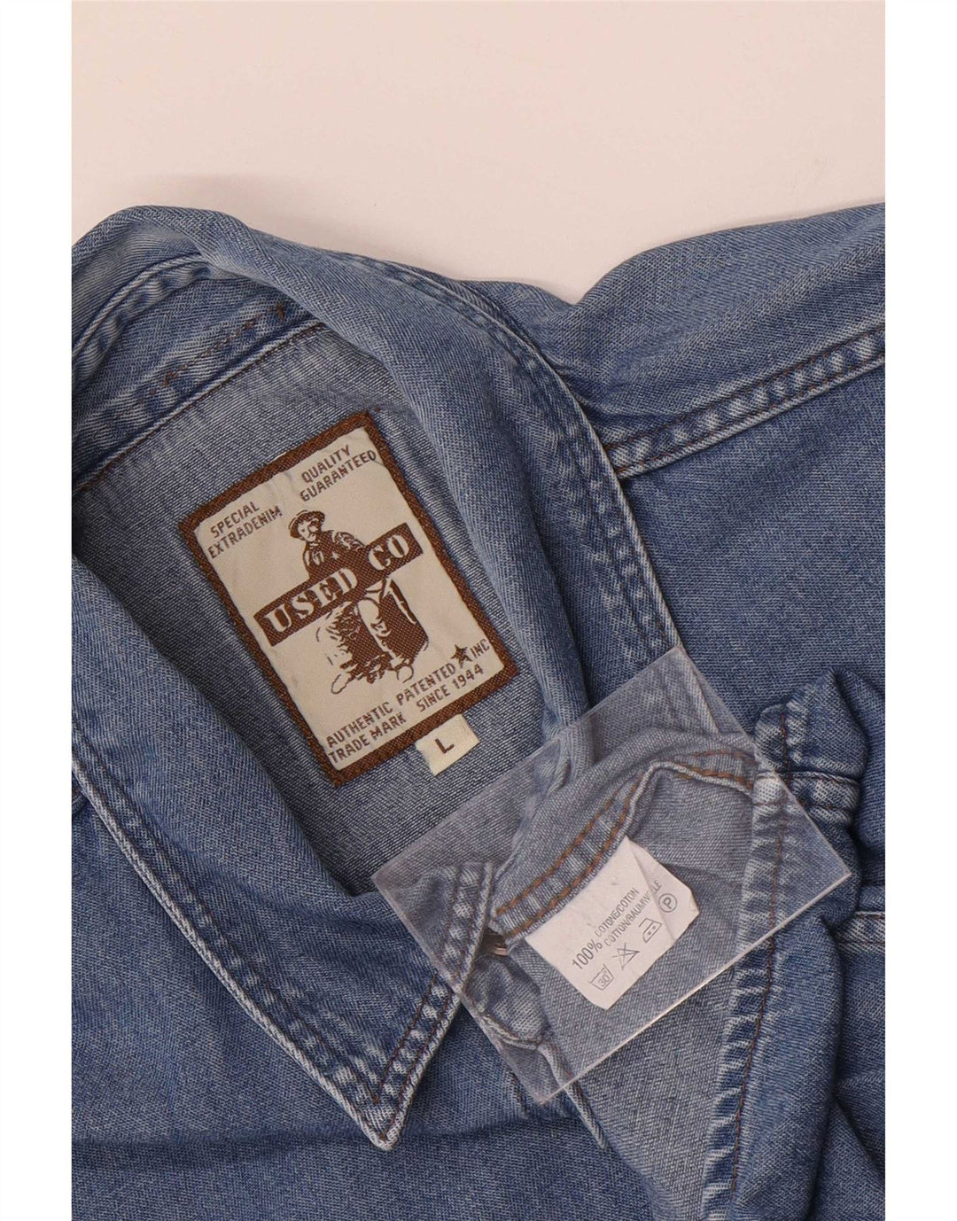 Vintage Mens Denim Shirt Large Blue Cotton
