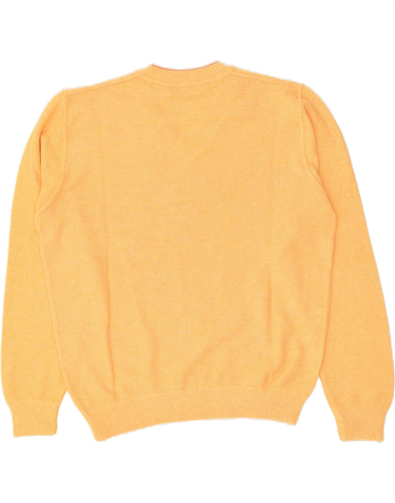 IL GRANCHIO Mens V-Neck Jumper Sweater Medium Yellow Cotton | Vintage Il Granchio | Thrift | Second-Hand Il Granchio | Used Clothing | Messina Hembry 