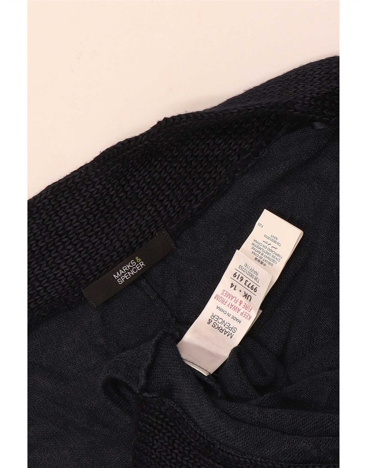 Marks & Spencer Womens Poncho Jumper UK 14 Medium Navy Blue Colourblock