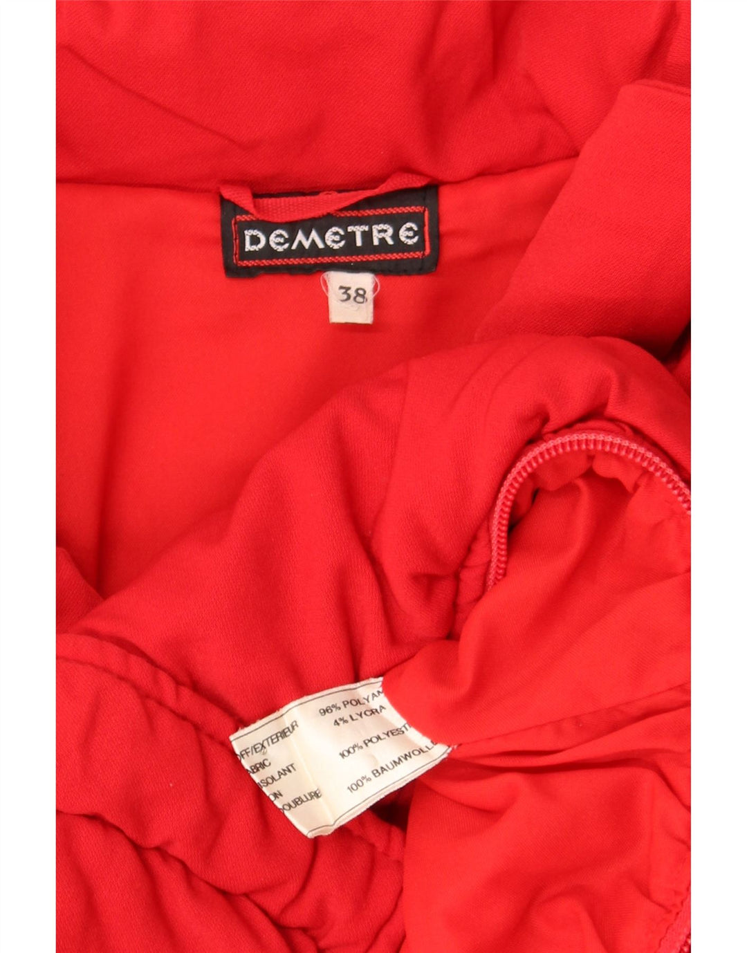 Vintage Womens Crop Padded Jacket EU 38 Medium Red Polyamide