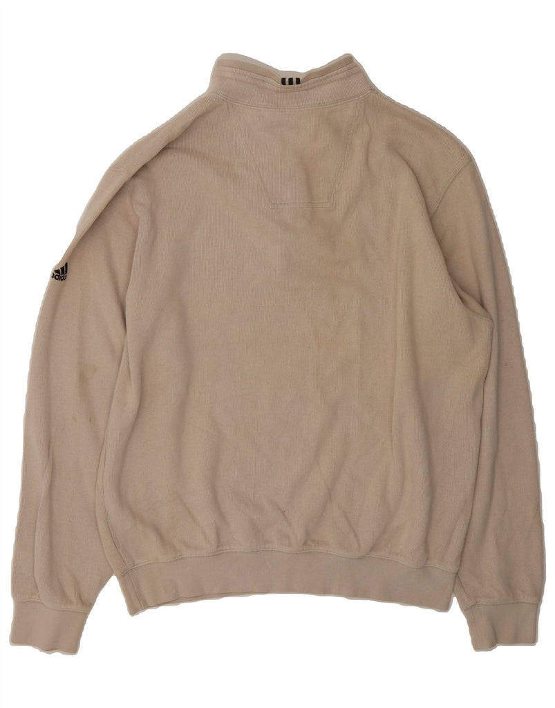 ADIDAS Mens Zip Neck Sweatshirt Jumper Large Beige Cotton Vintage Adidas and Second-Hand Adidas from Messina Hembry 