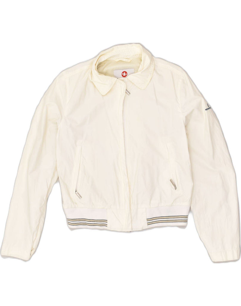 MURPHY & NYE Womens Bomber Jacket UK 10 Small White Cotton | Vintage Murphy & Nye | Thrift | Second-Hand Murphy & Nye | Used Clothing | Messina Hembry 