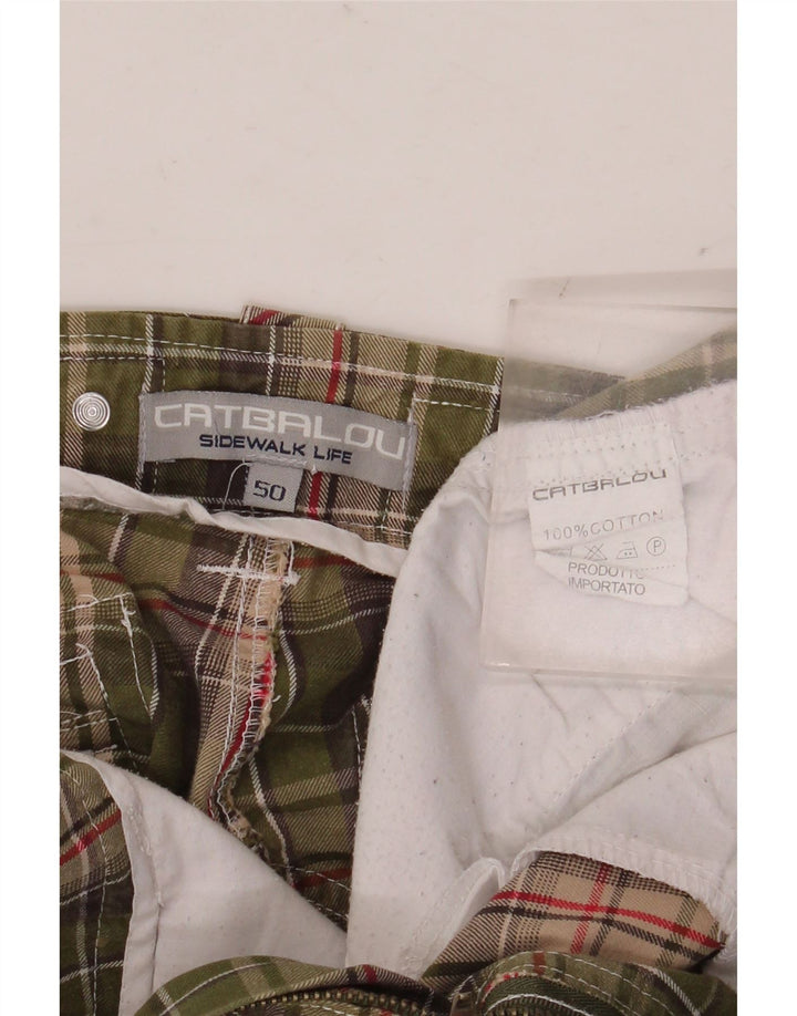 Catbalou Mens Cargo Shorts IT 50 Large W38  Khaki Check Cotton