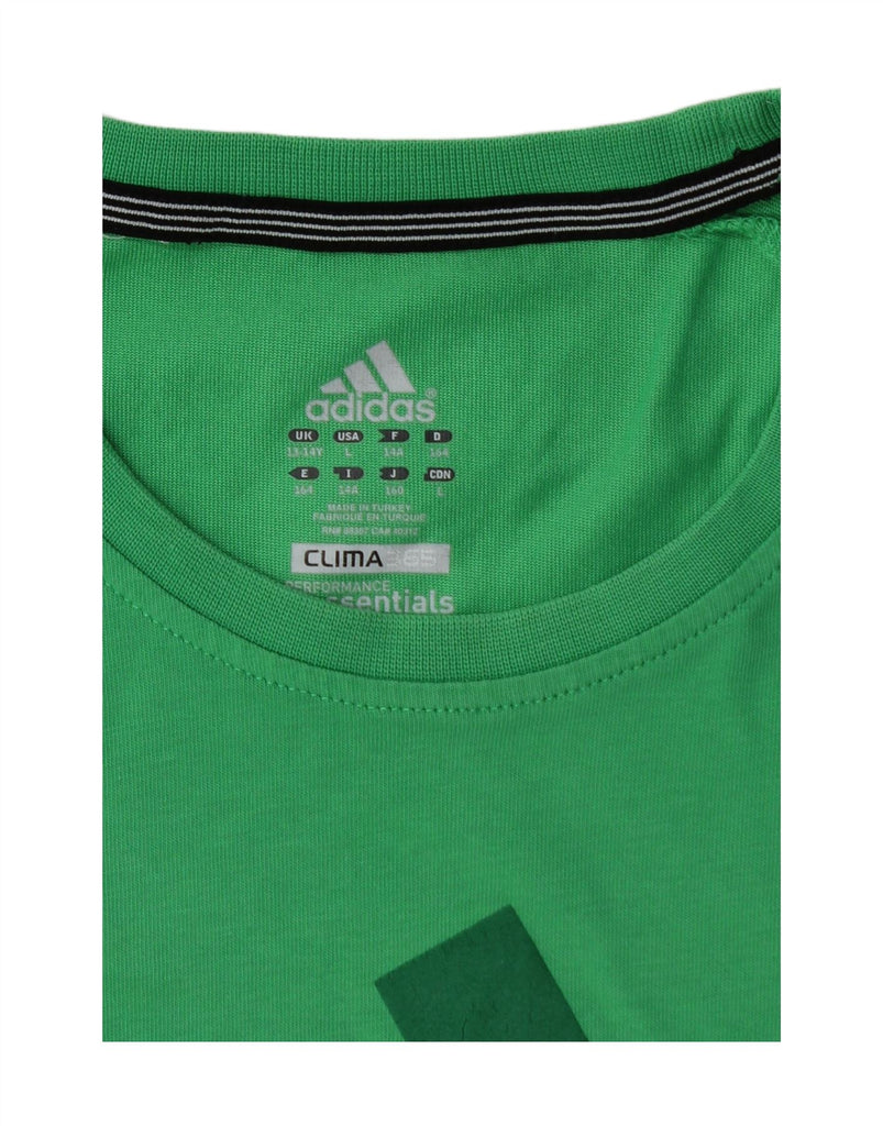 ADIDAS Boys Clima 365 Graphic T-Shirt Top 13-14 Years Green Cotton Vintage Adidas and Second-Hand Adidas from Messina Hembry 