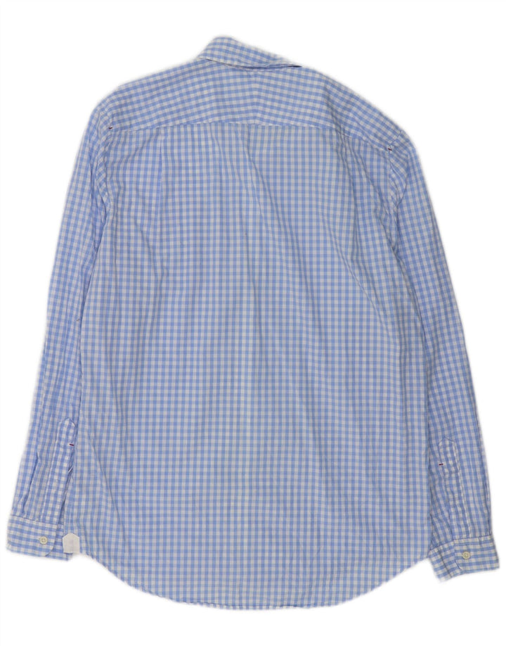 Lacoste Mens Regular Fit Shirt Size 40 Medium Blue Gingham Cotton