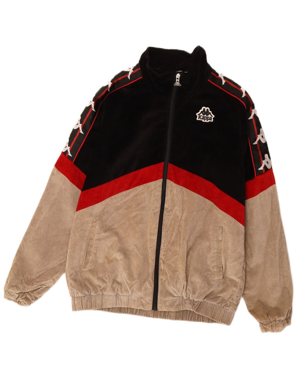 Kappa Mens Graphic Bomber Jacket UK 38 Medium Black Colourblock Cotton