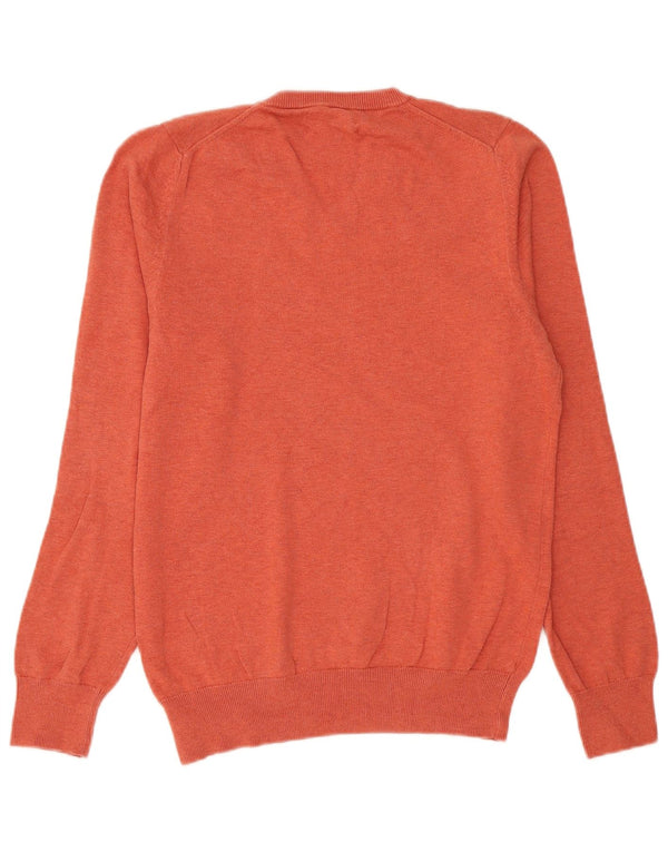 Marks & Spencer Mens V-Neck Jumper Sweater Small Orange Cotton