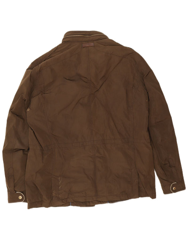 Massimo Dutti Mens Military Hooded Windbreaker Coat UK 44 2XL Brown