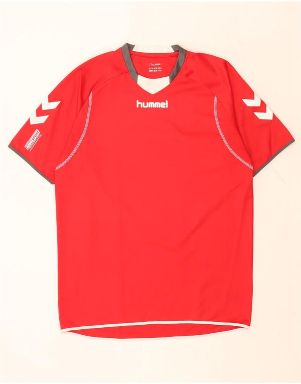 Hummel Mens Graphic T-Shirt Top Medium Red Colourblock Polyester
