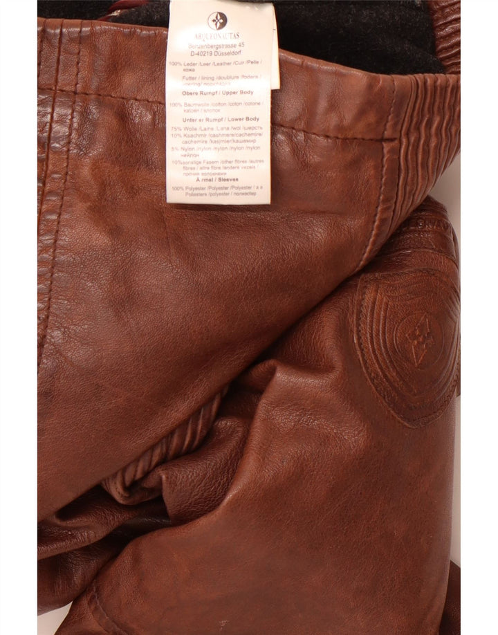 ARQUEONAUTAS Womens Leather Jacket UK 10 Small Brown Leather