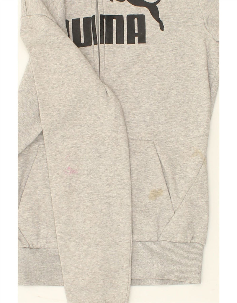 PUMA Womens Graphic Zip Hoodie Sweater UK10 Small Grey Cotton Vintage Puma and Second-Hand Puma from Messina Hembry 