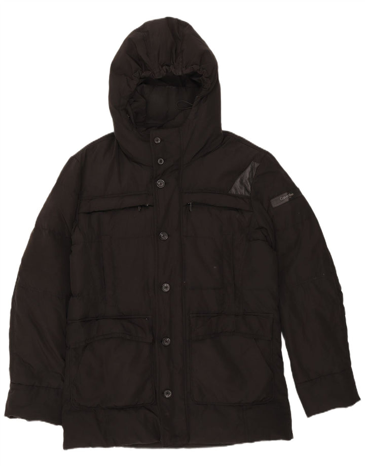 Calvin Klein Mens Hooded Padded Jacket IT 52 XL Black Polyester
