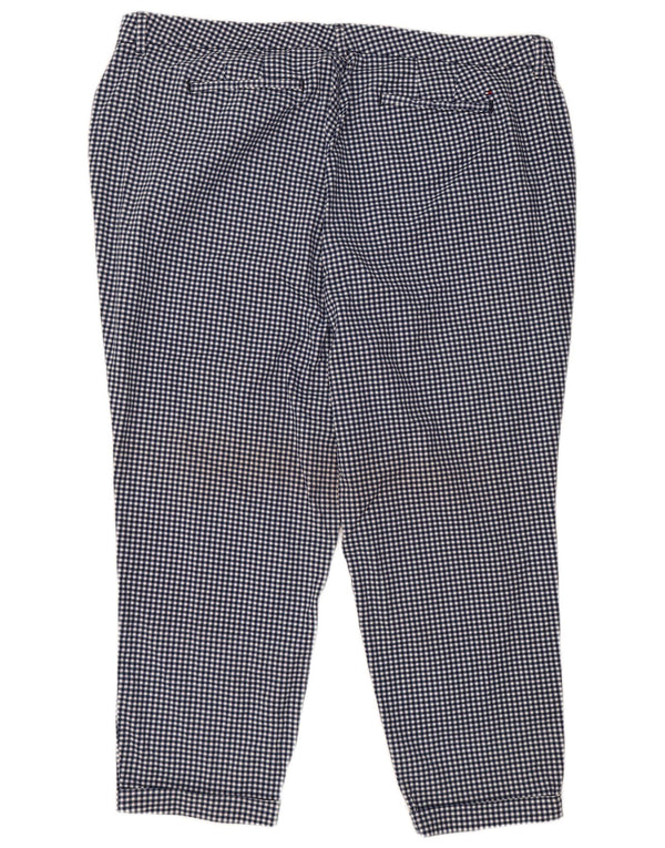 TOMMY HILFIGER Mens Cropped Trousers US 22 3XL W46 L27 Navy Blue Gingham