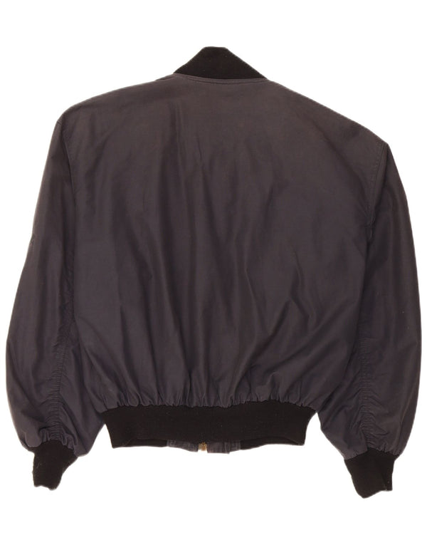 Quarry Mens Loose Fit Bomber Jacket UK 36 Small Black Cotton
