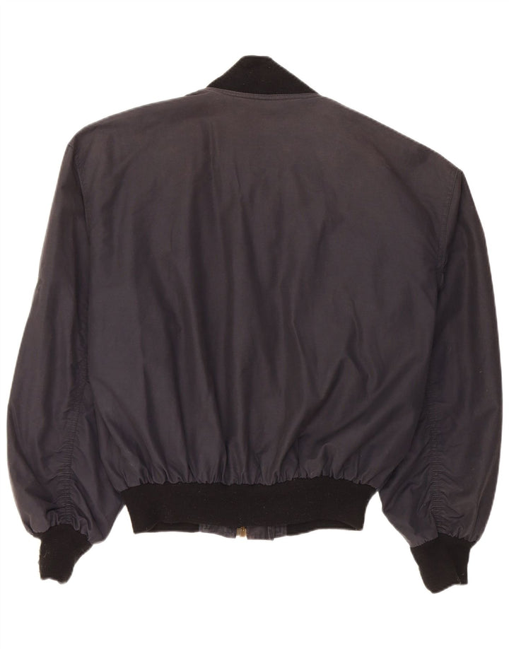 Quarry Mens Loose Fit Bomber Jacket UK 36 Small Black Cotton