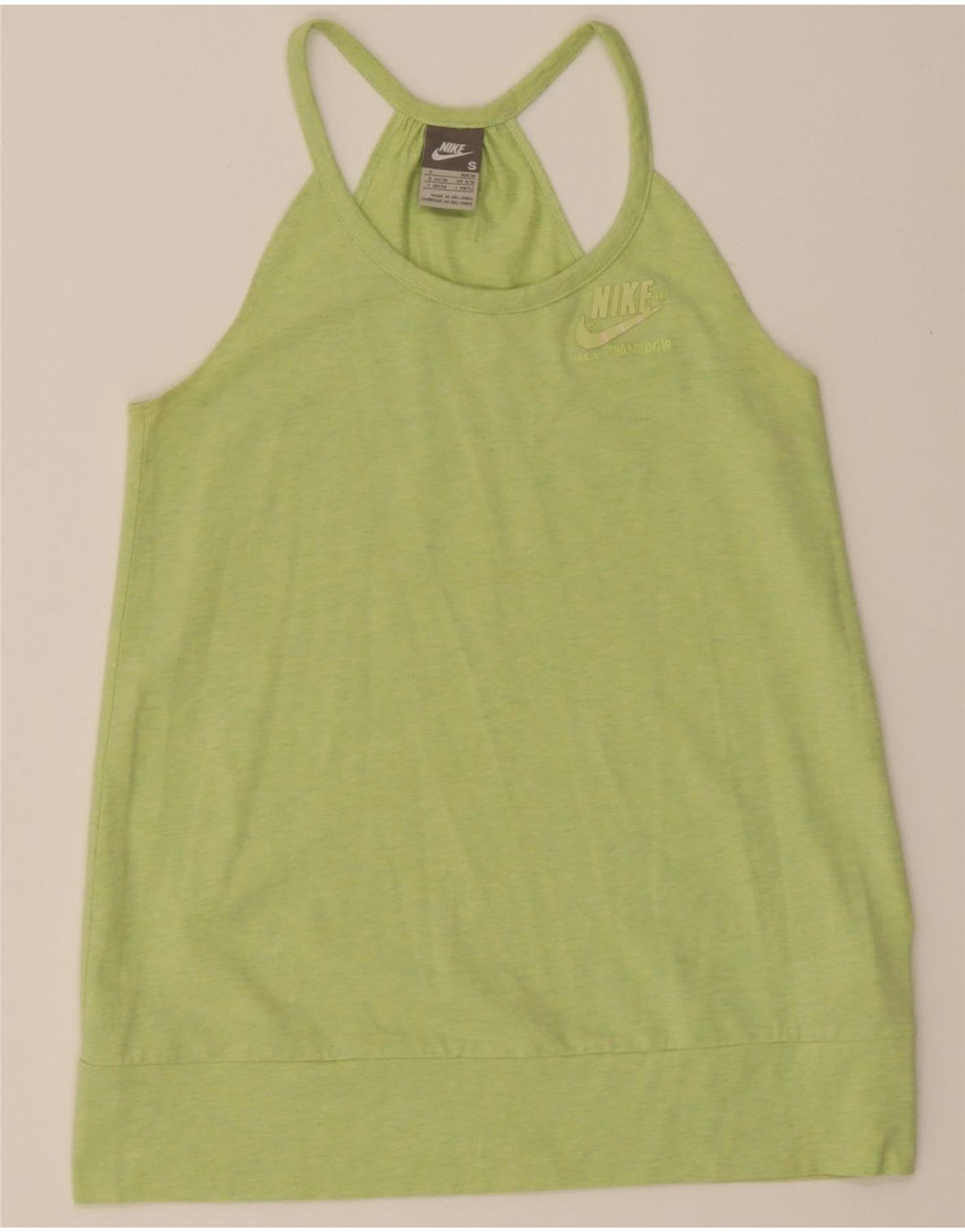 NIKE Womens Vest Top UK 8/10 Small Green Cotton Vintage Nike and Second-Hand Nike from Messina Hembry 