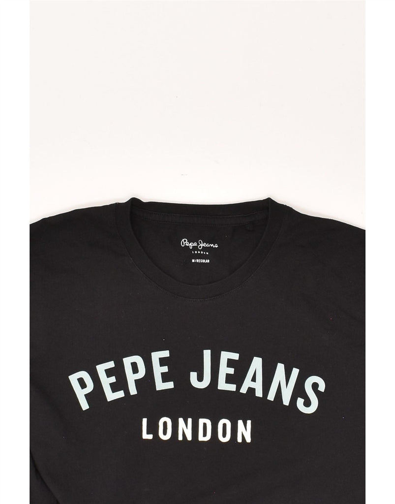 PEPE JEANS Womens Regular Graphic Top Long Sleeve UK 14 Medium Black Vintage PEPE Jeans and Second-Hand PEPE Jeans from Messina Hembry 