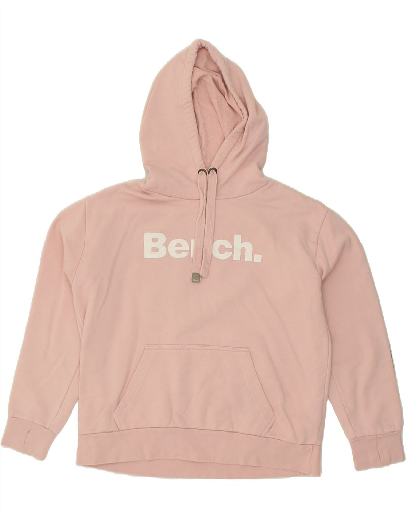 BENCH Womens Graphic Hoodie Jumper UK 6 Large Pink Cotton | Vintage Bench | Thrift | Second-Hand Bench | Used Clothing | Messina Hembry 