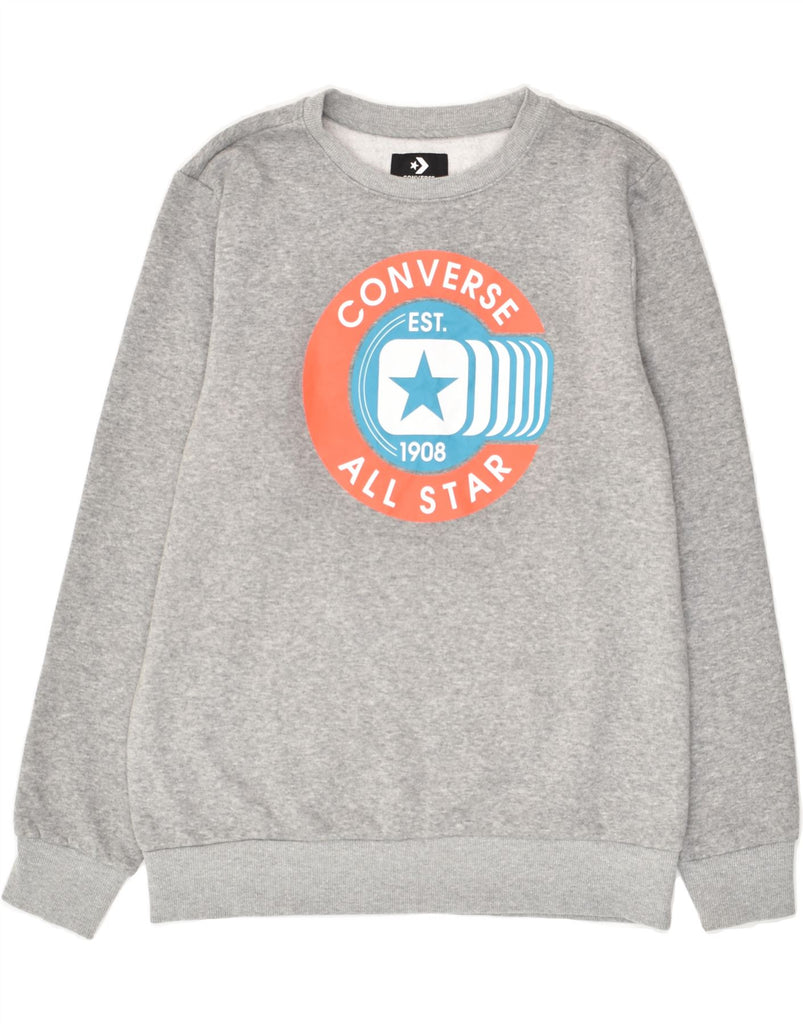 CONVERSE Boys Graphic Sweatshirt Jumper 13-14 Years XL  Grey Cotton | Vintage Converse | Thrift | Second-Hand Converse | Used Clothing | Messina Hembry 