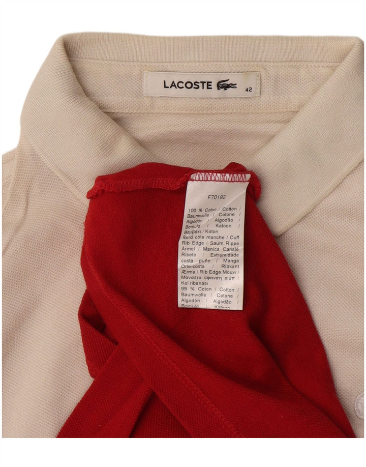 LACOSTE Womens Polo Shirt Size 42 Large Red Colourblock Cotton