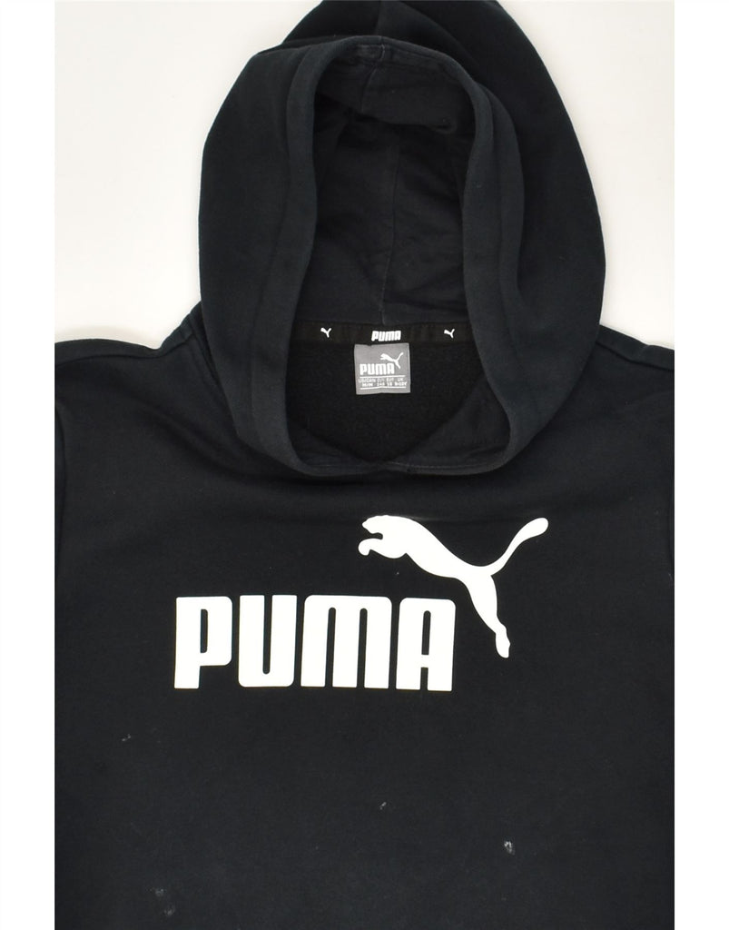 PUMA Boys Graphic Hoodie Jumper 9-10 Years Black Cotton | Vintage Puma | Thrift | Second-Hand Puma | Used Clothing | Messina Hembry 