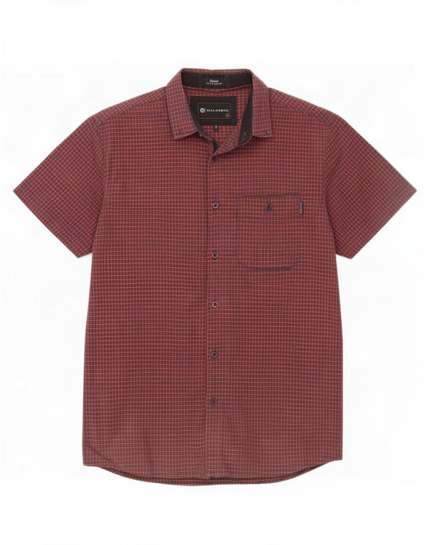 Billabong Mens Tailored Short Sleeve Shirt Small Red Check Cotton