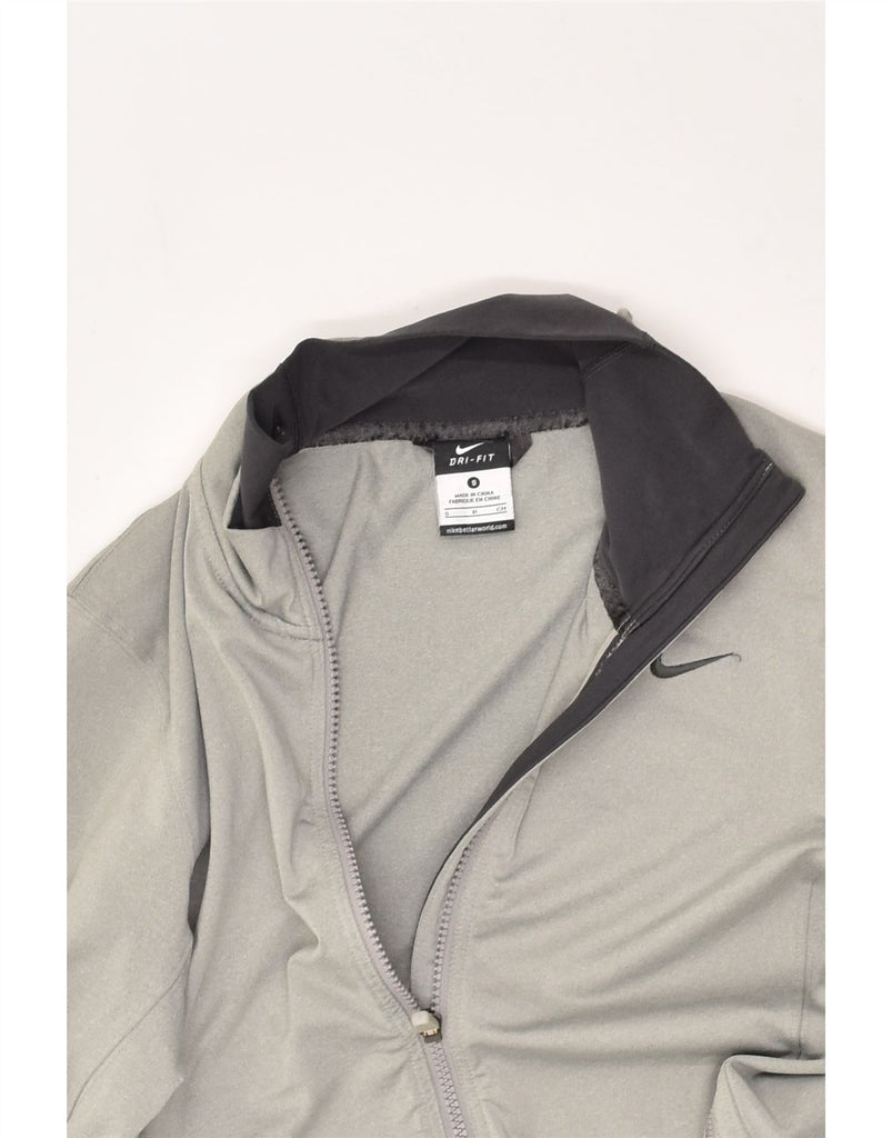 NIKE Womens Dri Fit Tracksuit Top Jacket UK 10 Small Grey Polyester | Vintage Nike | Thrift | Second-Hand Nike | Used Clothing | Messina Hembry 