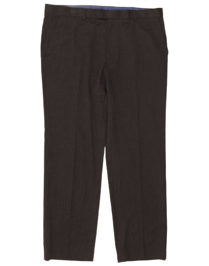 Marks & Spencer Mens Regular Fit Suit Trousers W38 L31 Grey Polyester