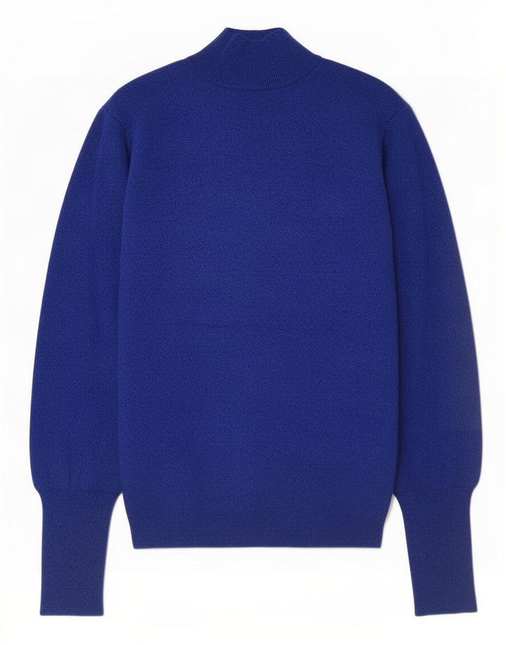 Marks & Spencer Womens Crop Turtle Neck Jumper Sweater UK 12 Medium Blue