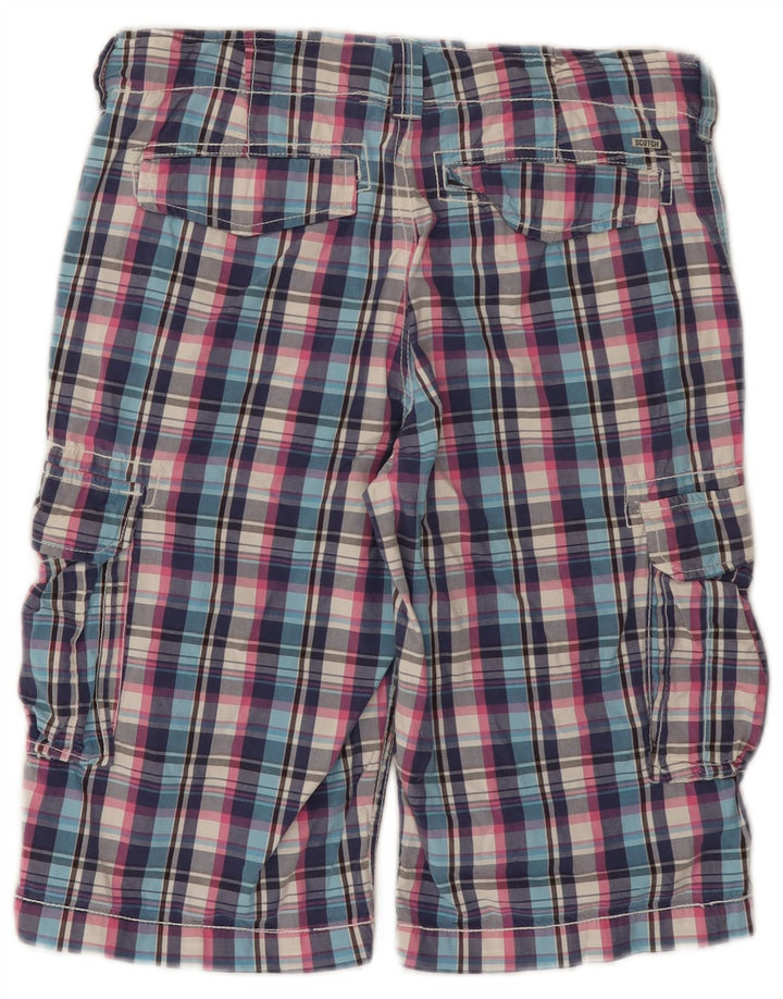 Scotch & Soda Boys Cargo Shorts 15-16 Years W30 Multicoloured Plaid Cotton