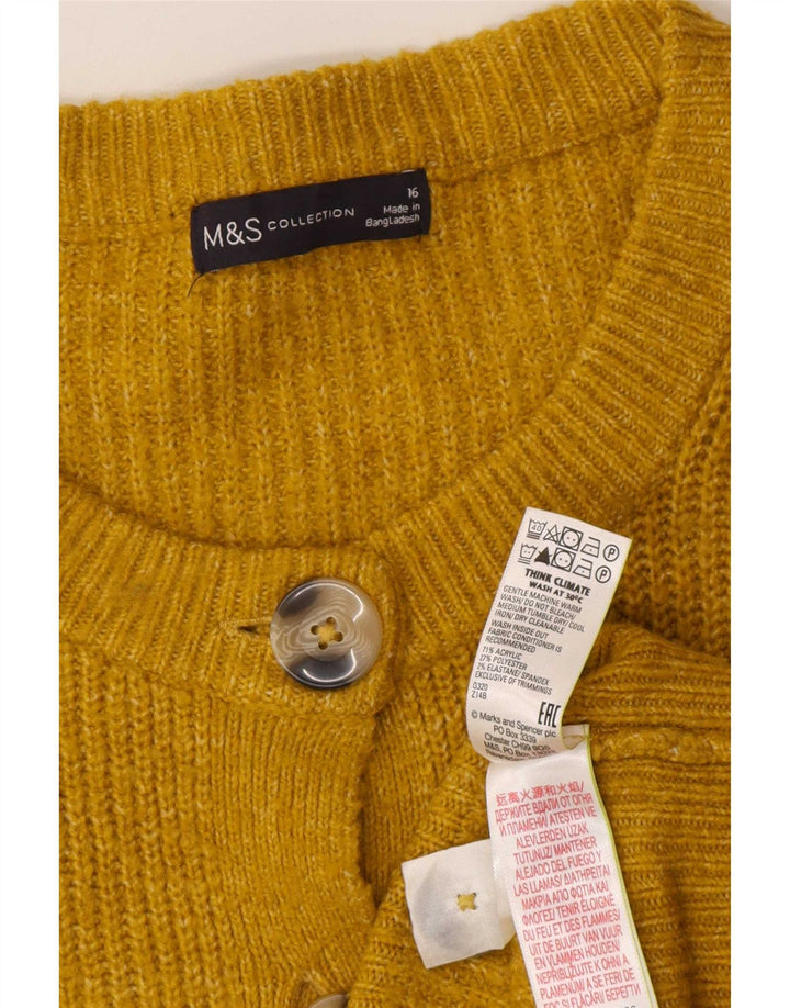 Marks & Spencer Womens Cardigan Sweater UK 16 Large  Yellow Acrylic