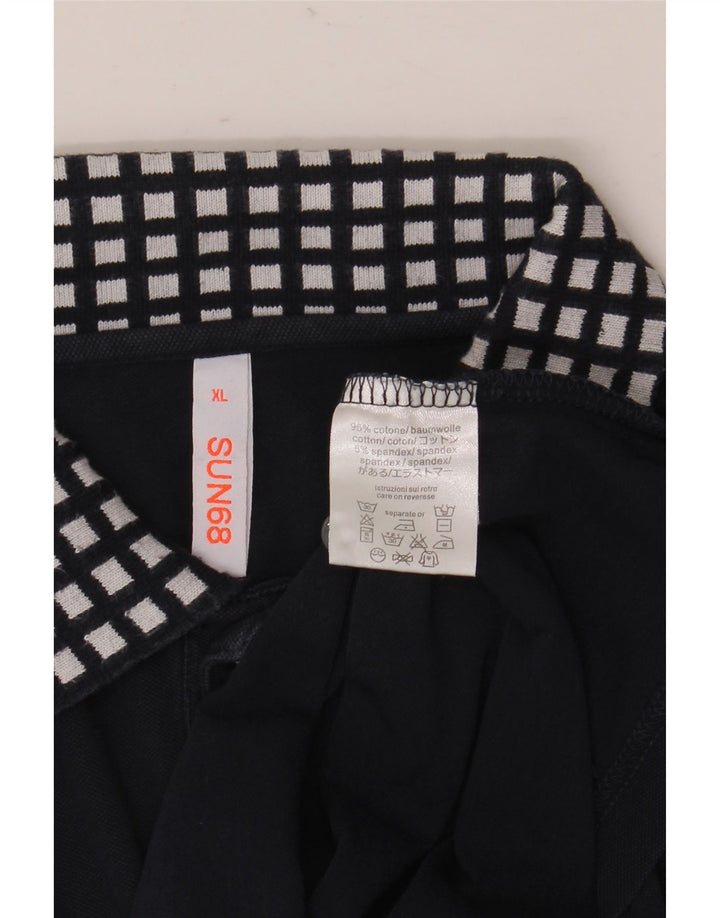 Sun68 Mens Polo Shirt XL Navy Blue Cotton