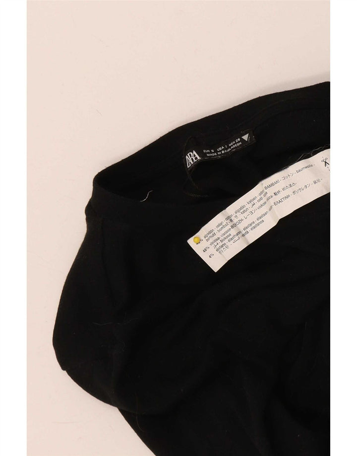 Zara Womens Bodysuit UK 8 Small Black Cotton