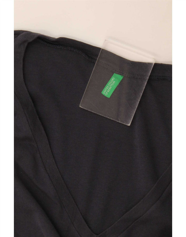 Benetton Womens Top Long Sleeve UK 12 Medium Navy Blue