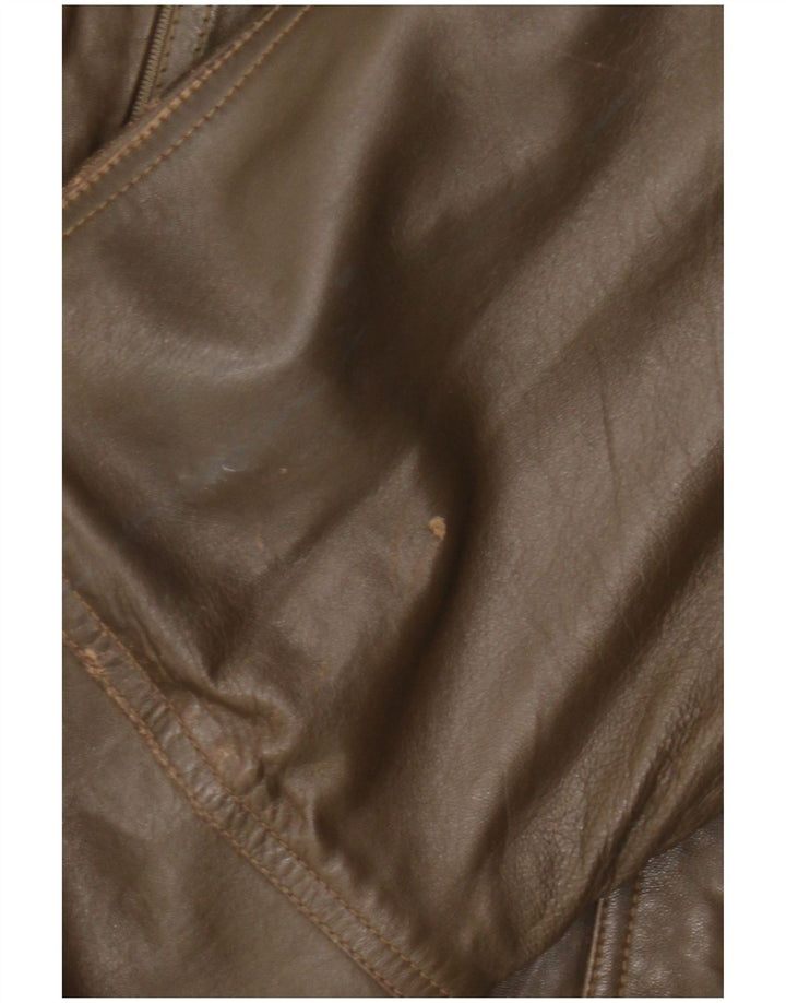 Vintage Mens Leather Jacket IT 52 XL Khaki