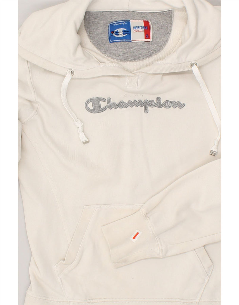 CHAMPION Womens Heritage Classics Graphic Hoodie Jumper UK 10 Small White | Vintage Champion | Thrift | Second-Hand Champion | Used Clothing | Messina Hembry 