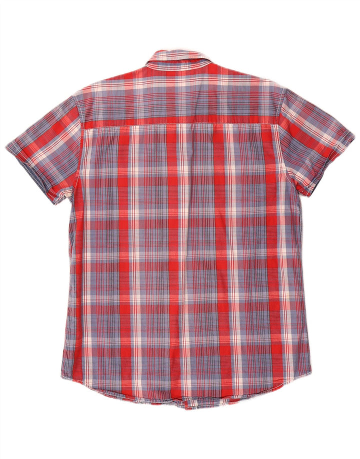 Wrangler Mens Short Sleeve Regular Fit Shirt Medium Blue Check Cotton