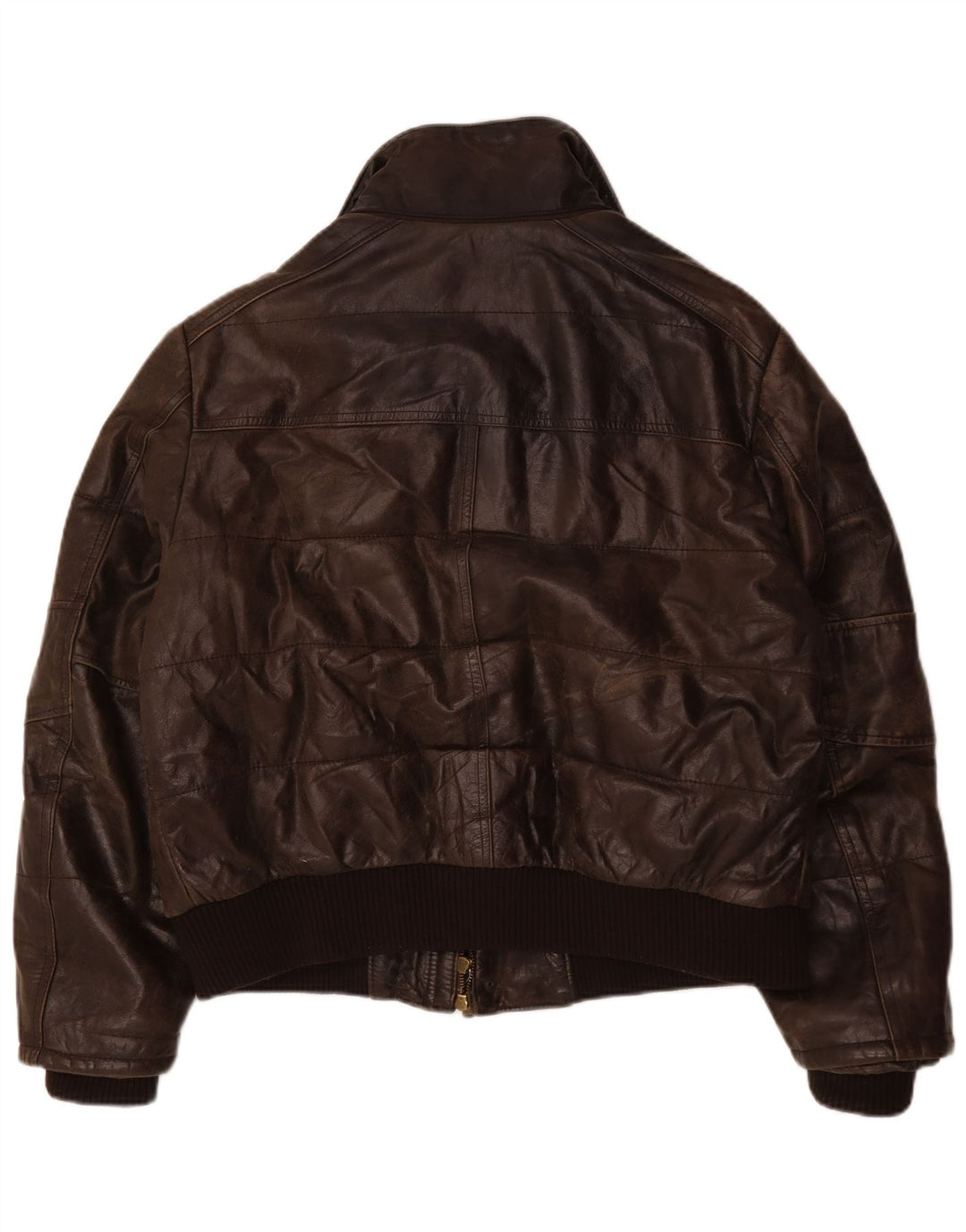 Vintage Mens Bomber Leather Jacket IT 54 2XL Brown Leather