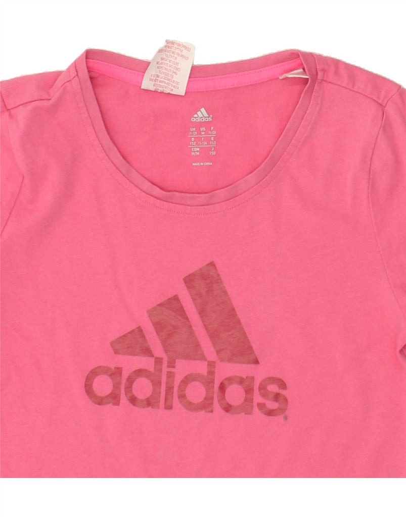 ADIDAS Girls Graphic T-Shirt Top 11-12 Years Pink Cotton | Vintage Adidas | Thrift | Second-Hand Adidas | Used Clothing | Messina Hembry 