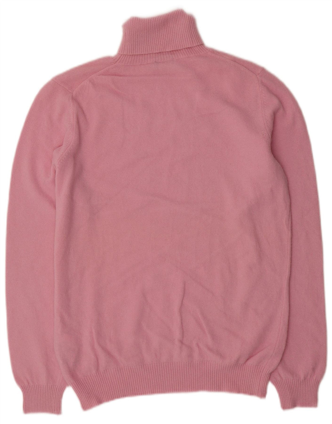 Benetton Womens Roll Neck Jumper Sweater UK 16 Large Pink Wool